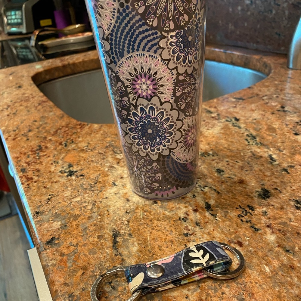 Vera Bradley tumbler and keychain combo